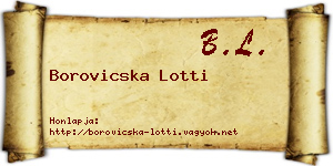 Borovicska Lotti névjegykártya